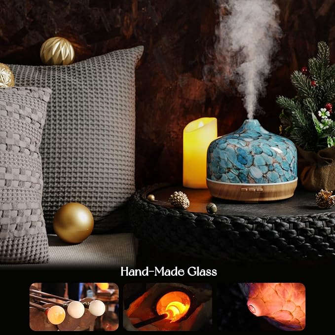 Porseme 500ml Essential Oil Diffuser, Aroma Ultrasonic Humidifier with Remote Control, BPA Free, Auto Shut-Off, 7 Color LED Light for Bedroom