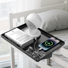 Bedside Shelf for Dorm Bunk Bed, Clip On Nightstand, Bed Side Table Tray Organizer, College Dorm Room Essentials for Girls/Guys, Bedside Tray with Cable Management for Dormitory, Back to School