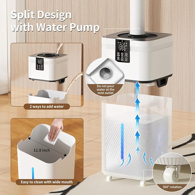 30L/7.93Gal Commercial Humidifier for Large Room 4200 sq ft, 3000mL/H Whole House Humidifiers with Supersized Cool Mist,Quiet Humidifiers for Bedroom, Home,Office, Plants, Warehouse