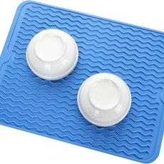 Silicone Dish Drying Mat for Multiple Usage,Easy clean,Eco-friendly,Heat-resistant Silicone Mat for Kitchen Counter or Sink,Refrigerator or Drawer liner Lichen BlueL M 12 inches x 12 inches