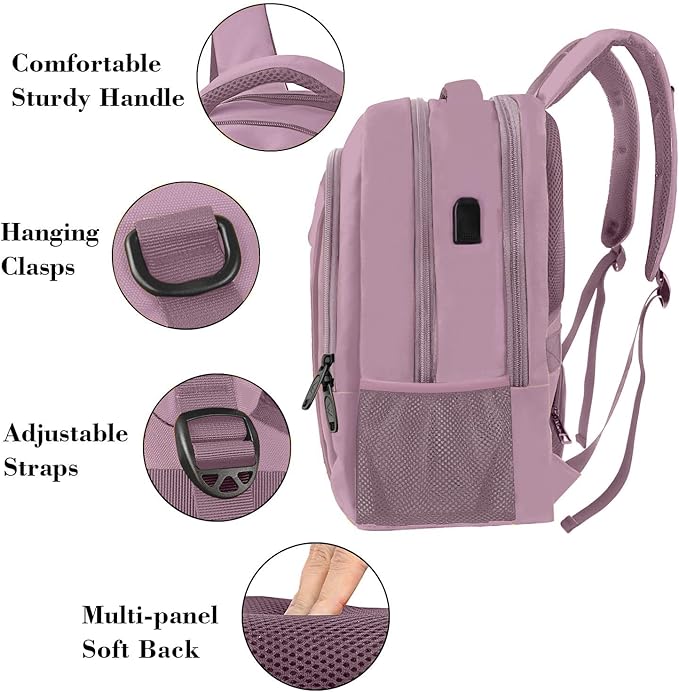 MATEIN Travel Laptop Backpack, Business Anti Theft Slim Sturdy Laptops Backpack with USB Charging Port, Water Resistant College Computer Bag Gift for Men & Women Teacher Fits 15.6 Inch Notebook