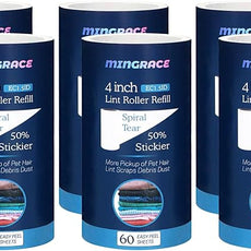 4 inch Lint Roller Refills Only Compatible with Evercare Extra Sticky Pet Hair Remover Lint Rollers, 50% More Pickup, 60 Sheets Each Refill, 6 Pack, 360 Sheets Total (1 1/2'' Inside Dia.)