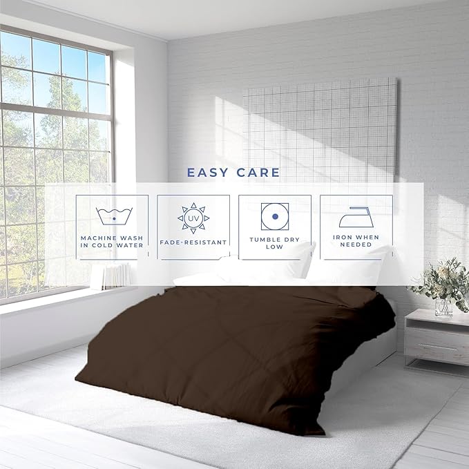 Kotton Culture 3 Pc Duvet Cover Queen Size/Full Size Set-100% Egyptian Cotton Sateen 600 Thread Count Ultra Soft Premium Durable Comforter Cover Zipper Closure & Corner Ties- (Chocolate, 90" X 90")