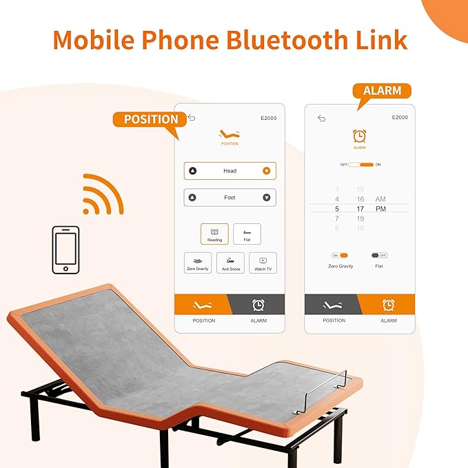 ESHINE Twin XL Adjustable Bed Frame with Mattress - 12" Memory Foam Hybrid Mattress(Medium), Wireless Remote, 5 Minutes Installation, Head and Foot Incline, 2000 Series