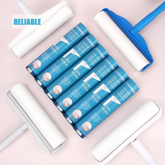 9.4 inch Extra Large Lint Roller Refills Compatible with PetLovers Extra-Wide 9.4 inch Giant Floor Lint Roller, 50% Stickier, Pack of 6 Refills, 60 Sheets per Refill, 360 Sheets Total