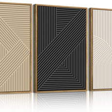 Large Neutral Abstract Wall Art Decor Framed Mid Century Modern Canvas Paintings Artwork for Living Room Bedroom Bathroom 36x24 Inch Set of 3