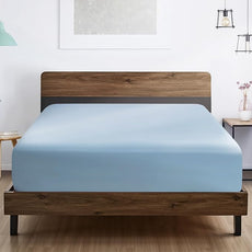 FreshCulture Queen Fitted Sheet Only - Hotel Quality Ultra Soft & Breathable Brushed Microfiber Fitted Sheet with 21 Inch Deep Pockets - Fits Queen Size Bed (Light Blue)