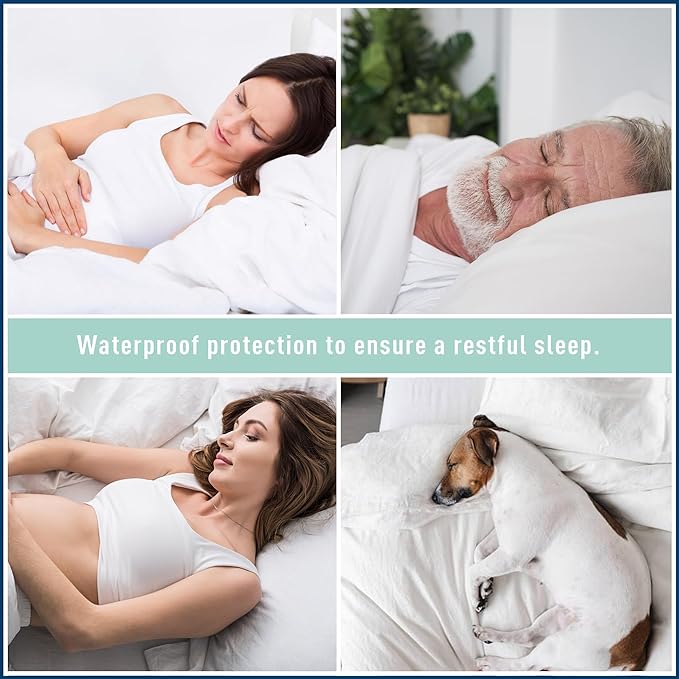 California King Size Mattress Protector Waterproof Quilted Mattress Cover Cotton Mattress Pad Cover Extra Deep Pocket 18-22" Thin Version Hypoallergenic & Soft