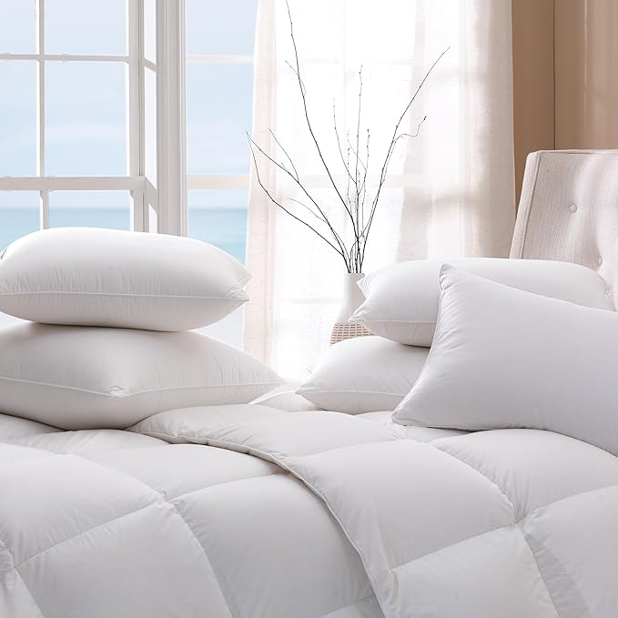Cuddledown Organic Cotton Down Alternative Pillow | 100% Organic Cotton Shell | European Down Alternative Fill | Hypoallergenic | Handcrafted | Oeko-TEX Certified | 20" x 36" | King | Firm