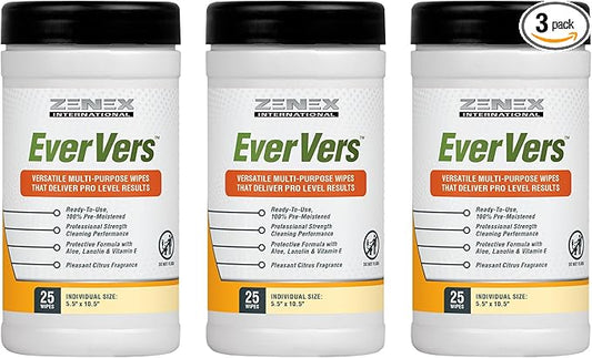 Magic EverVers Heavy Duty Cleaning Wipes - Single Sided Hand & Surface Towels | Powerful Moisturizers to Prevent Dry Hands | Waterless | Removes Grease, Oil, Dirt, & more (3 Pack | 75 Sheets Total)