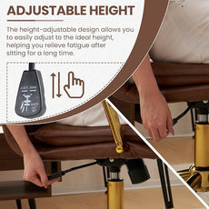 MOJAY Mid-Back Ergonomic Leather Office Desk Chair, Modern Upholstered Computer Chair, Executive Office Chair with Arms, Swivel Adjustable Rolling Chair with Gold Base (Brown)