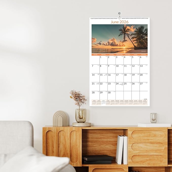 SUNEE 2026 Wall Calendar Large 22.75"x15.5", 21 Month from October 2025 to June 2027, Vertical Extra Large Monthly Calendar 2026-2027 for Wall, Beaches