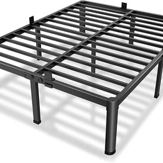 MAF 20 Inch Queen Size Bed Frame with Round Corner Legs Mattress Slide Stopper No Box Spring Needed Heavy Duty Metal Platform Bed Frames Under-Bed Storage Space, 3000 LBS Steel Slats Support