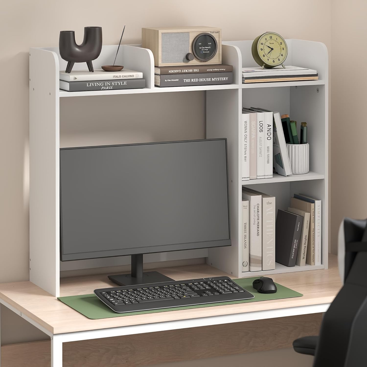 Furinno Classic Desk Shelf, 3-Shelf Desktop Hutch, Book Shelf, 3-Tier Desk Organzier, for Office Supplies, Office Desk Accessories, for Home Office, College, Dorm, White