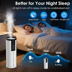 Humidifiers for Large Room 550 ft² - GloryAir 8L Cool Mist Humidifier for Bedroom Home Plants Baby, Top Fill, 120H Runtime, 4 Mist Spray Levels, 7-Color Light, 35dB Quiet Humidifier