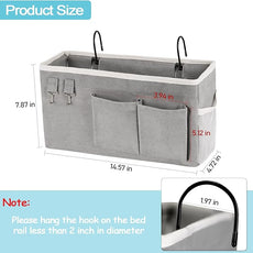 Loghot Bedside Caddy/Bedside Storage Bag Hanging Organizer for Bunk and Hospital Beds,Dorm Rooms Bed Rails,Can be Placed Glasses,Books,Mobile Phones,Keys (Grey)