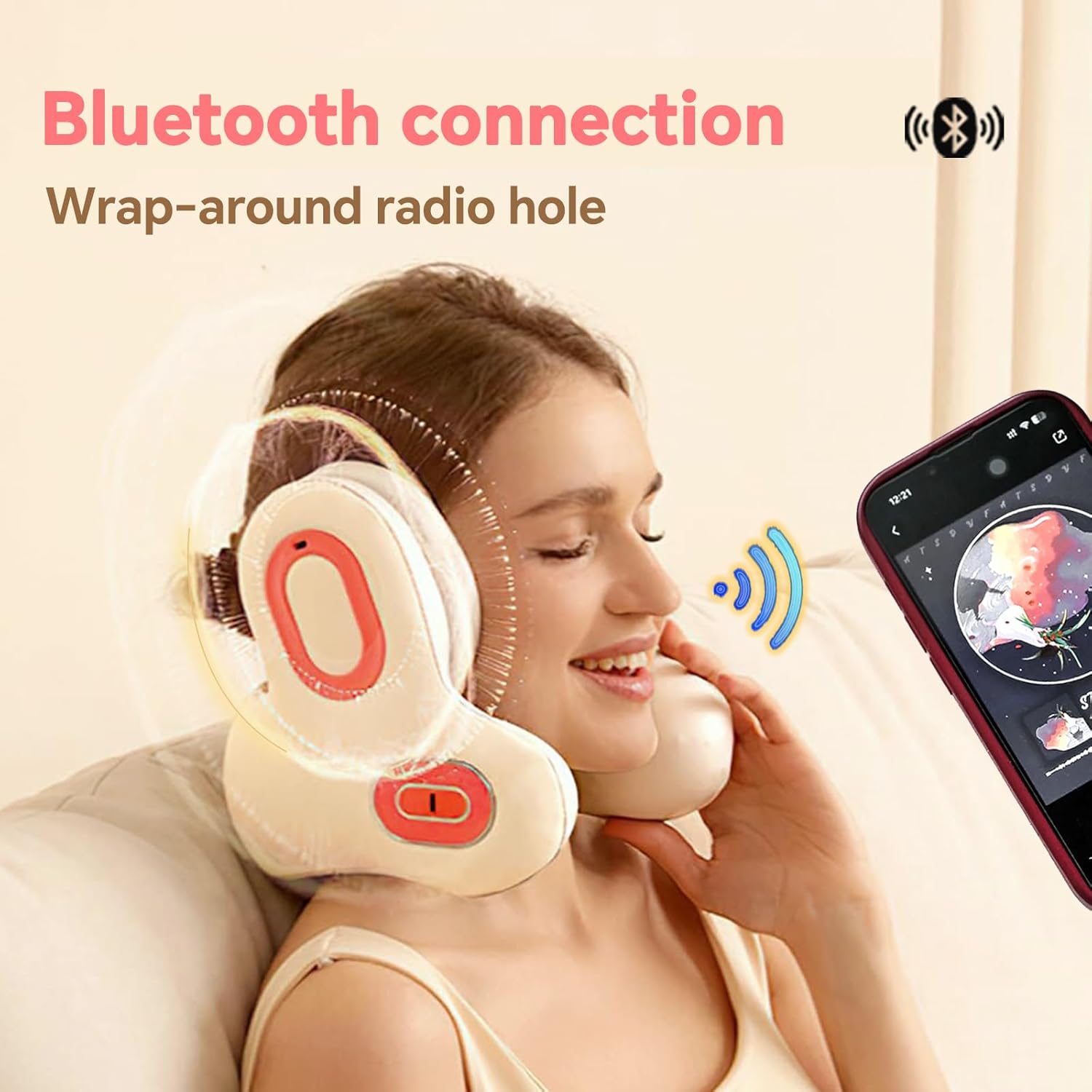 Neck Pillow for Travel U-Shape with Bluetooth Headset Airplane Pillow for Head Support Traveling Music Pillow for Home During Flight