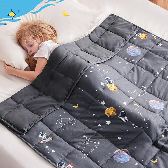 anfie Weighted Blanket Kids (36"x48" 3lbs), Weighted Blanket Cooling Blanket for Sleeping,Throw Size Breathable Blanket with Premium Glass Bead(Space Grey)