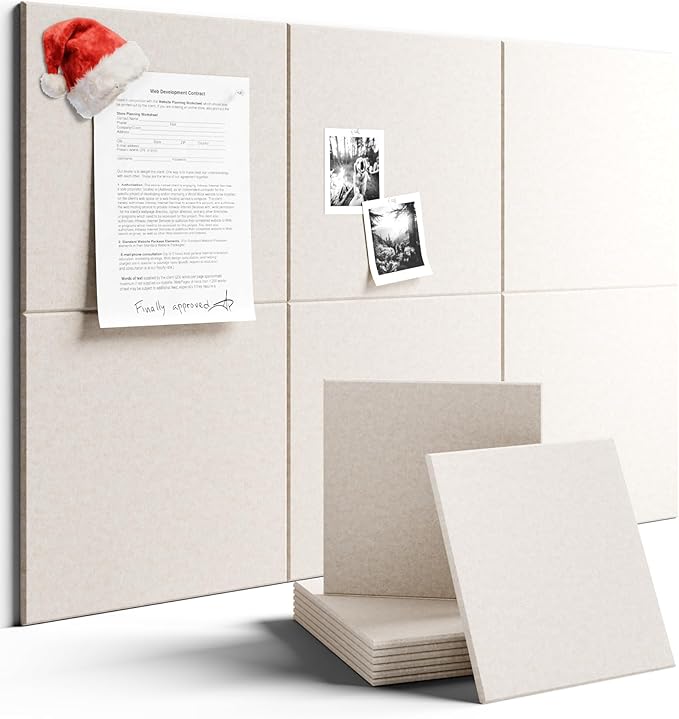 Large Felt Bulletin Board 36" x 24" Cork Board Alternative-6 Pack with 40 Safe Removable Adhesive Tabs, Cork Boards for Walls Cork Board for Home Office Classroom Pin Board - Oatmeal