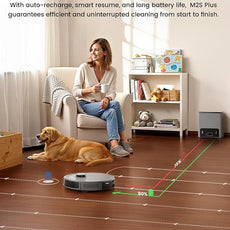 Lefant LiDAR Robot Vacuum and Mop Combo, 10000Pa Suction, 75-Day Self-Emptying Base with Multi-Floor Mapping, 240Min Runtime, Ideal for Pet Hair & Carpets, Wi-Fi/Alexa/App Control, M2S Plus