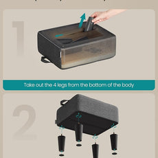 SONGMICS Foot Stool with Legs, Small Footstool Ottoman, Linen-Look Fabric Seat with Thick Cushion, for Living Room, Bedroom, Entryway, 330 lb Weight Capacity, Dark Gray ULOM502G01