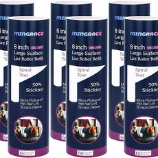 8 inch Wide Lint Roller Refills Compatible with Scotch Brite 50% Stickier Large Surface Roller Refill, Works Great On Pet Hair, 60 Sheets per Refill, Pack of 6, 360 Sheets Total