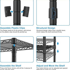 Ulif M2 Wall Mounted Closet System, Clothes Rack Mounted onto the Wall with 4 Expandable Hanger Rods and 5 Metal Shelves, Clothing Organizer Storage in (70.8-102.3)