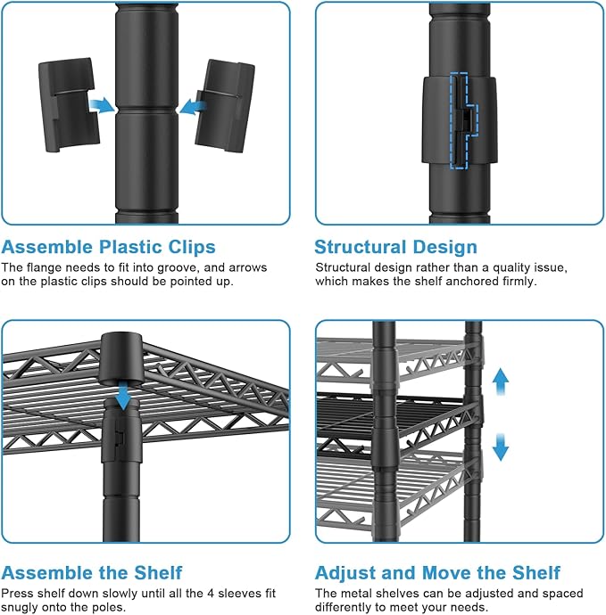 Ulif M2 Wall Mounted Closet System, Clothes Rack Mounted onto the Wall with 4 Expandable Hanger Rods and 5 Metal Shelves, Clothing Organizer Storage in (70.8-102.3)" L x 14.5" D x 71.2" H, Black