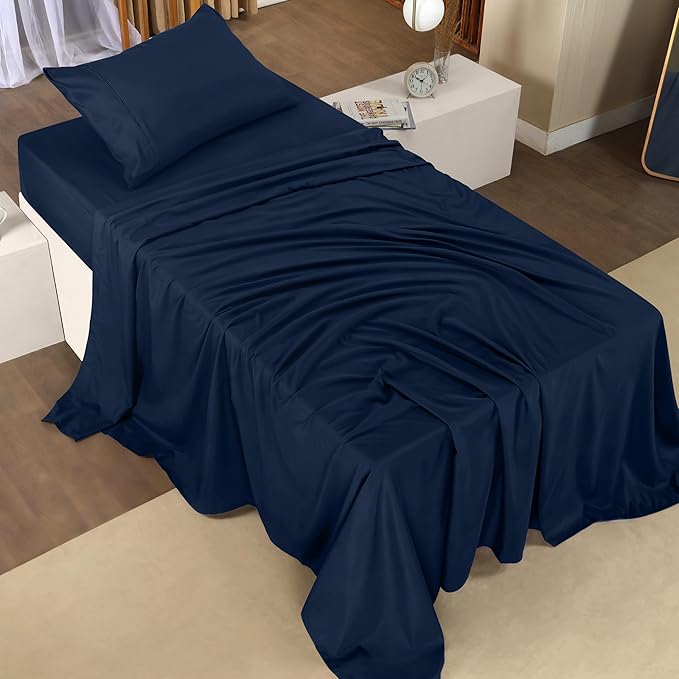 Utopia Bedding Twin Bed Sheets Set - Pack of 10 Sheet Sets - Perfect for Spa, Hotel, & Guest Bedroom - Brushed Microfiber - Shrinkage and Fade Resistant - Easy Care (Navy Blue)