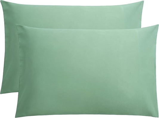 FLXXIE Microfiber Pillow Cases Queen Size Set of 2, Soft Pillowcases with Envelope Closure, Wrinkle Resistant Pillow Covers, 20x30, Sea Green