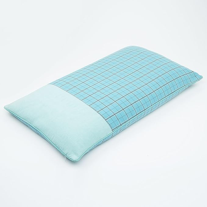 Buckwheat Hull Neck Pillow, Rectangle Pillow for Neck Pain Relief Ergonomic Support, with Washable Cover, Adjustable Filling for Side/Back Sleepers, 23x13 Inch, Blue