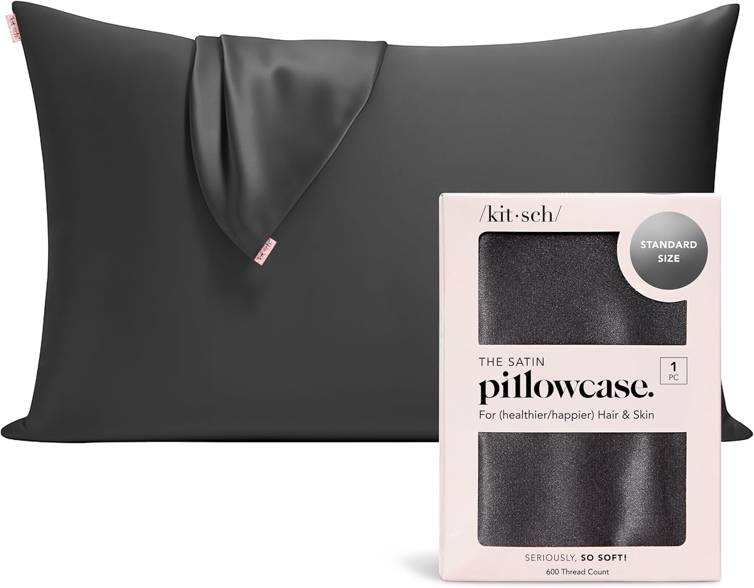 Kitsch Satin Pillowcase with Zipper for Hair & Skin - Softer Than Silk Pillow Cases, Smooth Cooling Satin Pillow Case, Wrinkle-Free, Machine Washable, Pillow Cases Standard Size 19x26 - Lavender Dormly