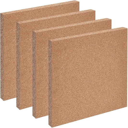 BENECREAT 4 Pcs Cork Sheets, 11.7x11.7 Inch Square Cork Board Tiles for Bulletin Boards, Wall Decorations and DIY Crafts(7mm Thick)
