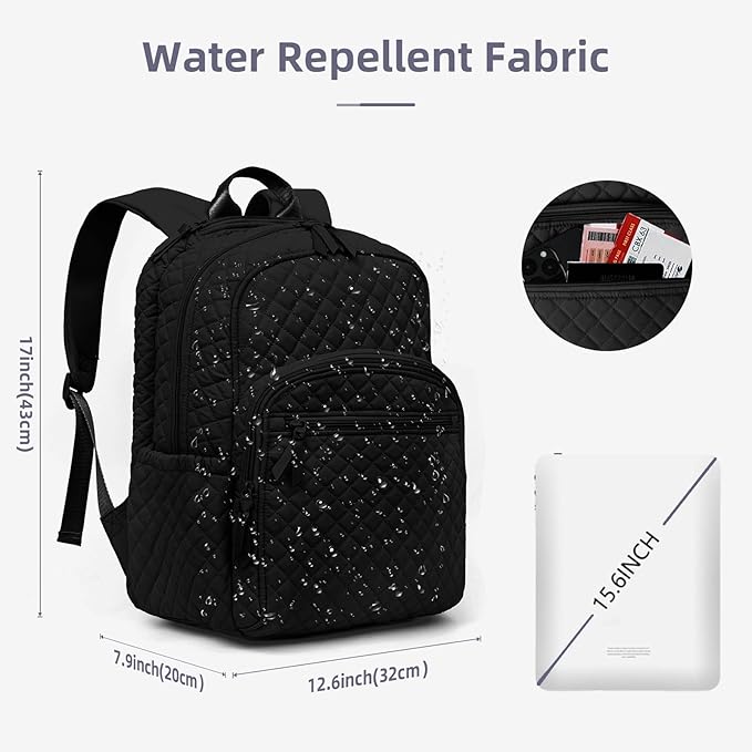 Backpack for Women,College Backpack,Quilted Casual Daypack,Waterproof Bookbag for 17Inch Laptop