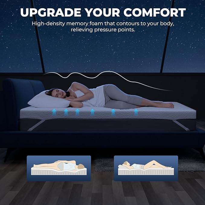 Memory Foam Mattress Topper - 3 Inch Gel Mattress Pad for Pressure Relief, Premium Soft Cooling Sleep Bed Topper, Non-Slip Design with Removable & Washable Cover,Twin
