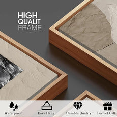 BINCUE Abstract Modern Wall Art Decor Framed Neutral Painting Prints Artwork for Living Room Bedroom 16x24 Inch Set of 3