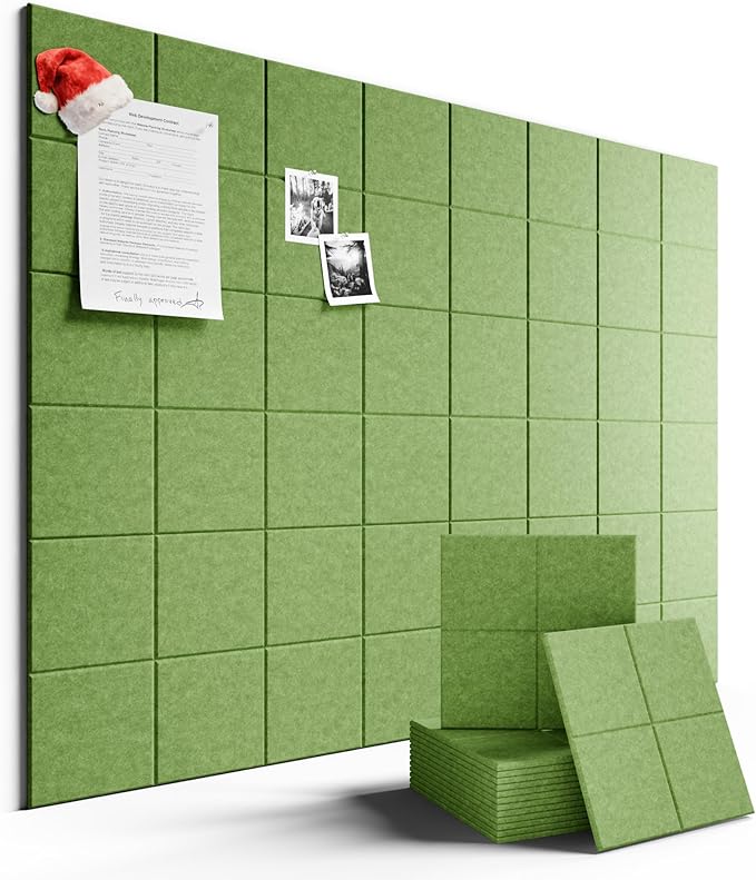 Large Felt Bulletin Board 48" x 36" Cork Board Alternative-12 Pack with 70 Safe Removable Adhesive Tabs, Cork Boards for Walls Cork Board for Home Office Classroom Pin Board-Kelly Green