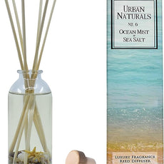 Urban Naturals Ocean Mist & Sea Salt Reed Diffuser Set | Made with Essential Oils & Real Seashells | Decorative Air Freshener Room Diffuser