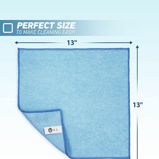 Microfiber Cleaning Cloth-24Pcs (13x13 inch) Ultra Soft Highly Absorbent Rags for Housekeeping-Machine Wash (Blue)