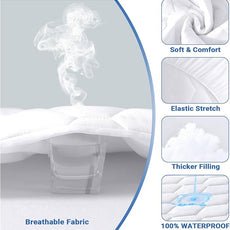 MUXHOMO King Size Mattress Protector, 100% Waterproof Quilted Mattress Cover King Size Bed, Noiseless Soft & Cooling Mattress Pad Cover, Deep Pocket 6