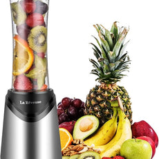 La Reveuse Smoothies Blender Personal Size 300 Watts with 18 oz BPA-Free Portable Travel Sports Bottle, Silver