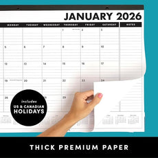 PAPERAGE 2026 Calendar, 12 Months (January 2026 - December 2026), Large (17 in x 22 in), Minimalist Wall and Desk Calendar with Monthly Views, Yearly Plans & Notes Section – Black