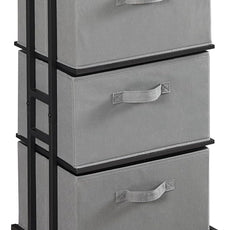 MAX Houser Dresser Tower with 3 Drawers for Bedroom, Fabric Storage Organizer Unit, Chest of Drawers with with WoodTop, Small Vertical Storage for Guest Room, Closet, Entryway, Nursery (Grey)