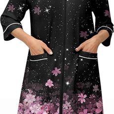 Ekouaer Zipper Robes for Women 3/4 Sleeve Housecoats Knee Length Bathrobe Lightweight Nightgown with Pockets S-3XL