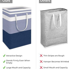 HomeHacks 2-Pack Large Laundry Basket, Waterproof, Freestanding Laundry Hamper, Collapsible Tall Clothes Hamper with Extended Handles for Clothes Toys in the Dorm and Family (Blue, 88L)