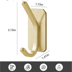 Paoli Heavy Duty Adhesive Hooks,Self-Adhesive Hooks Multiple Colors and Styles 30 lb Maximum Load for Home Schools and Offices (4pc, Gold)