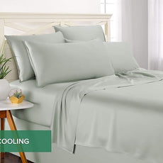 King Sheets by Pure Bamboo, Genuine 100% Organic Viscose Derived from Bamboo Bed Sheet Set, Luxuriously Soft & Cooling, Double Stitching, 2 Year Quality Promise (King, Sea Glass)