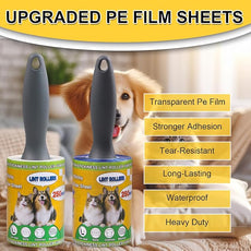 Extra Sticky Lint Rollers for Pet Hair, 250 Sheets, Lint Remover for Dog Cat Hair Removal, Animal Fur, Fuzz, Couch, Clothes Furniture and Carpet Travel-Friendly Grip Handle (1, White)