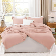 Litanika Comforter Set, Lightweight Solid Bedding Comforter Set, Fluffy Down Alternative Bed Set, Blush Pink, Queen
