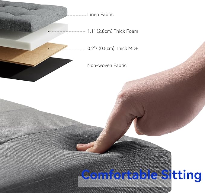 BRIAN & DANY 43 Inches Folding Storage Ottoman Bench, Ottoman with Storage Bench for Bedroom, Living Room, Entryway, Foot Rest with Legs, Dark Gery